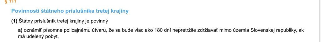Các lý do bị hủy cư trú tại Slovakia